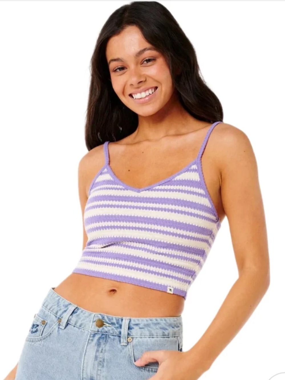 RIP CURL Women's Bobbi Stripe Cami Tank Top White/Purple